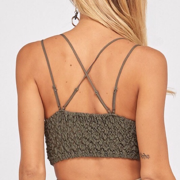 Perfect Double Strap Scalloped Olive Lace Bralette - Picture 2 of 8